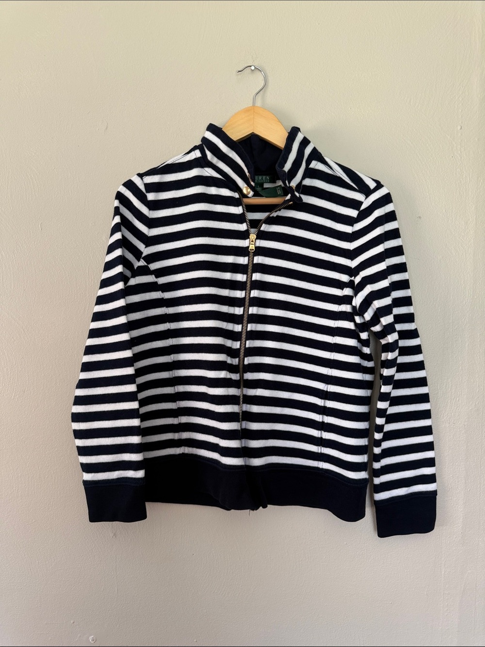 Lauren Ralph Lauren striped full zip jacket large